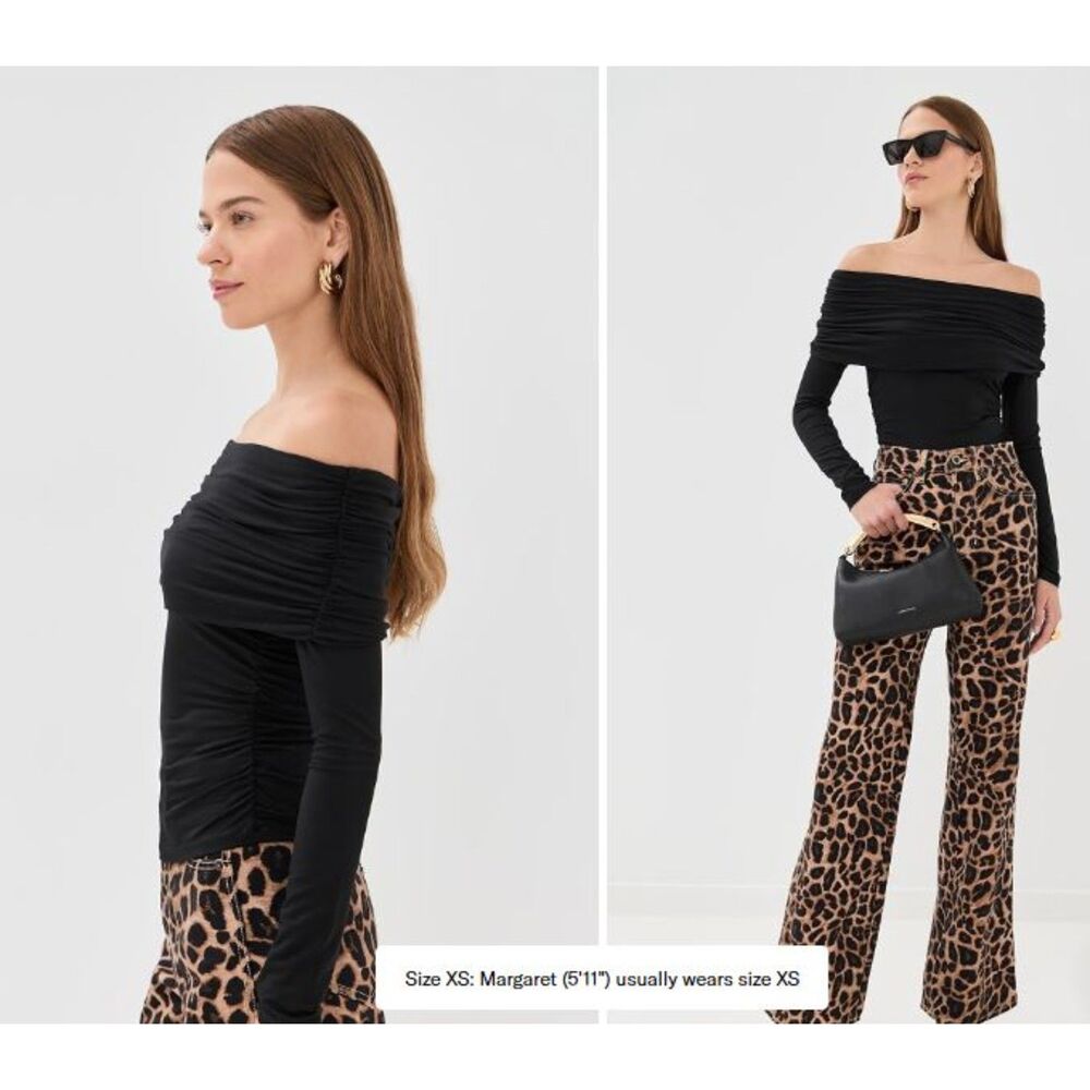 Veronica Beard Jean Chaiya Off the Shoulder Long Sleeve Top XS NWT 269 Black
